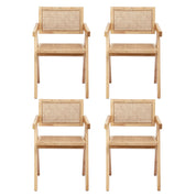 Artiss 4x Dining Chairs Wooden Rattan Seat Rubber Wood Frame