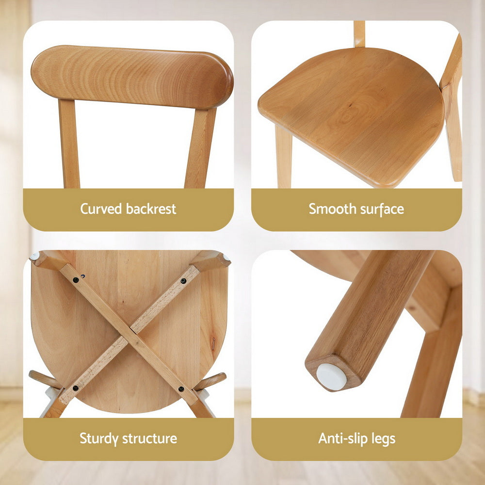 Artiss 2x Dining Chairs Wooden Kitchen Accent Chair Cafe Lounge Rubber Wood