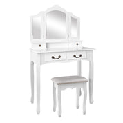 Bella Dressing Table Stool Set Foldable Mirror White