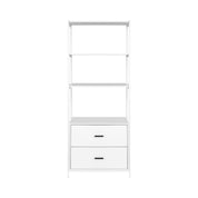 Bookshelf Display Shelf 2 Drawers 152CM White