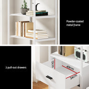 Bookshelf Display Shelf 2 Drawers 152CM White