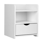 Bedside Table 1 Drawer with Shelf - FARA White