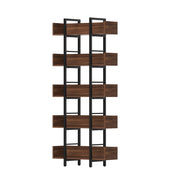Artiss Bookshelf 5-Tier Bookcase Display Shelves Metal Storage Stand Rack Walnut