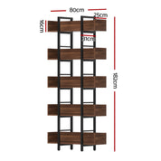 Artiss Bookshelf 5-Tier Bookcase Display Shelves Metal Storage Stand Rack Walnut