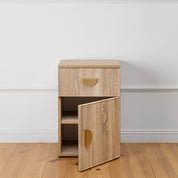 PORTO BEDSIDE TABLE - NATURAL OAK - SLIM - HALF MOON BRASS