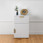 PORTO BEDSIDE TABLE - WHITE - FLUTED - PULL BRASS