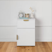 PORTO BEDSIDE TABLE - WHITE - SLIM - PULL BRASS