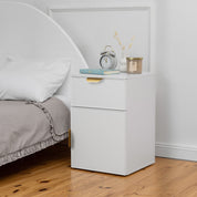 PORTO BEDSIDE TABLE - WHITE - SLIM - PULL BRASS
