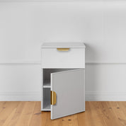 PORTO BEDSIDE TABLE - WHITE - SLIM - PULL BRASS