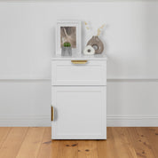 PORTO BEDSIDE TABLE - WHITE - HAMPTONS - PULL BRASS