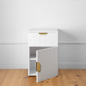 PORTO BEDSIDE TABLE - WHITE - VJ PANEL - PULL BRASS