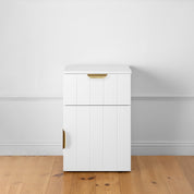 PORTO BEDSIDE TABLE - WHITE - VJ PANEL - PULL BRASS