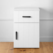 PORTO BEDSIDE TABLE - WHITE - VJ PANEL - OVAL BLACK