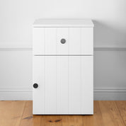 PORTO BEDSIDE TABLE - WHITE - VJ PANEL - ROUND BLACK