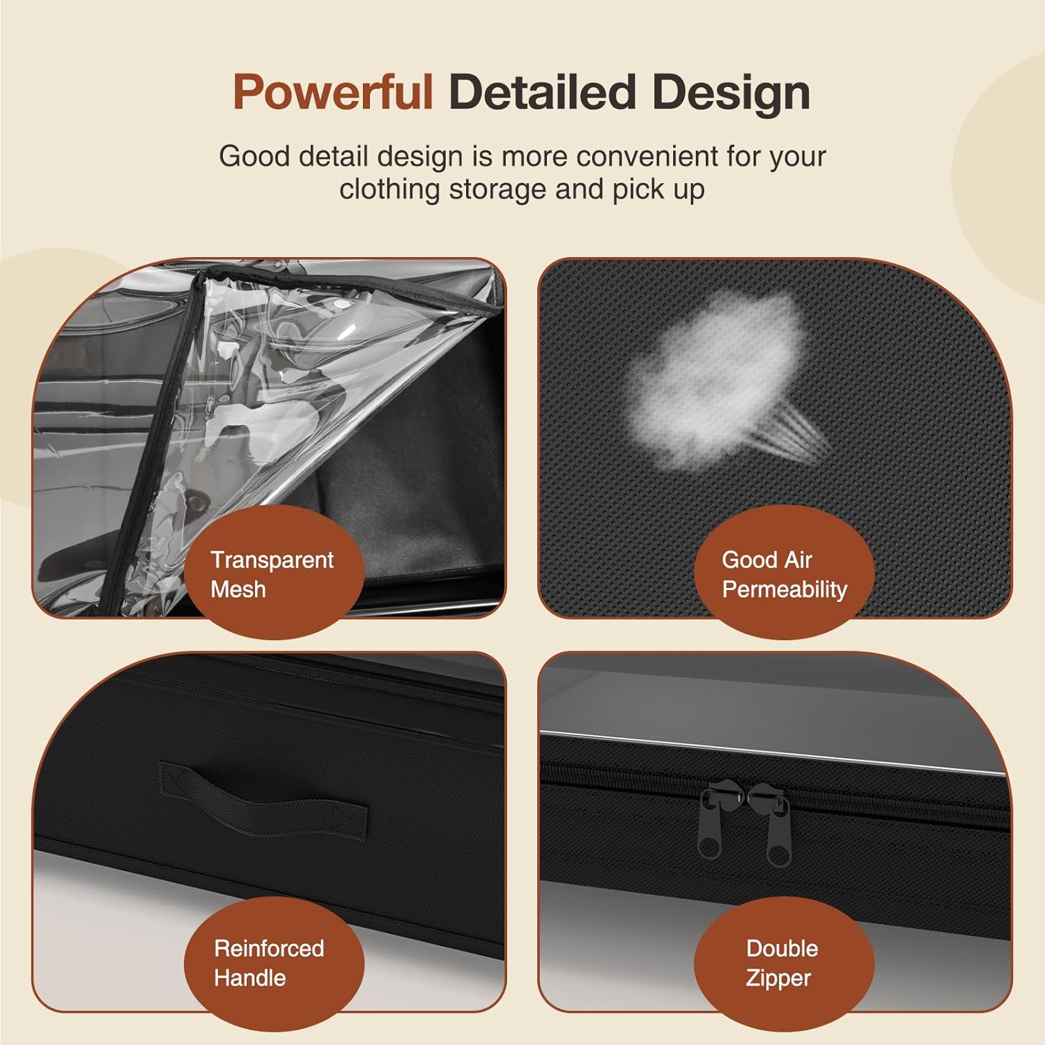 Set 2 Pcs XXL Under Bed Rolling Storage Containers with 50L Large Capacity and Wheels