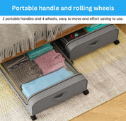 Set 2 Pcs XXL Under Bed Rolling Storage Containers with 50L Large Capacity and Wheels
