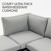 FORTIA 4 pc Outdoor Furniture Setting, 4 Seater Lounge, Chairs and Side Tables, for Outdoors Garden Patio