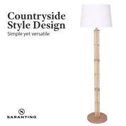 Sarantino Rattan Floor Lamp With Ghost-White Linen Shade