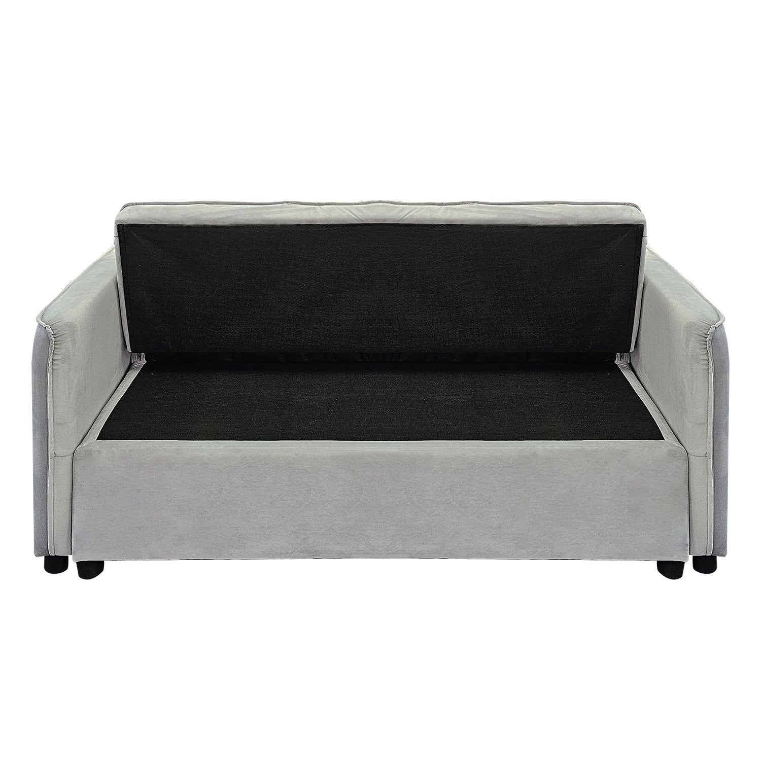 Sarantino Quincy 2-Seater Velvet Sofa Bed in Dark Grey with Wooden Frame and Tufted Design - Light Grey