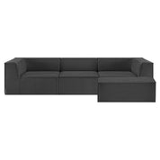 Sarantino Novi 3-Seater Modular Sofa with Ottoman in Black Non-Slip Bottom Lounge