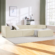 Sarantino Novi 3-Seater Modular Sofa with Ottoman in Cream Non-Slip Bottom Lounge