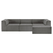 Sarantino Novi 3-Seater Modular Sofa with Ottoman in Grey Non-Slip Bottom Lounge