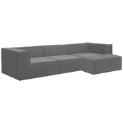 Sarantino Novi 3-Seater Modular Sofa with Ottoman in Grey Non-Slip Bottom Lounge