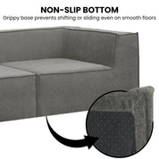 Sarantino Novi 3-Seater Modular Sofa with Ottoman in Grey Non-Slip Bottom Lounge