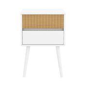 Sarantino Clio Bedside Table Night Stand - White/natural