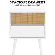 Sarantino Clio Bedside Table Night Stand - White/natural