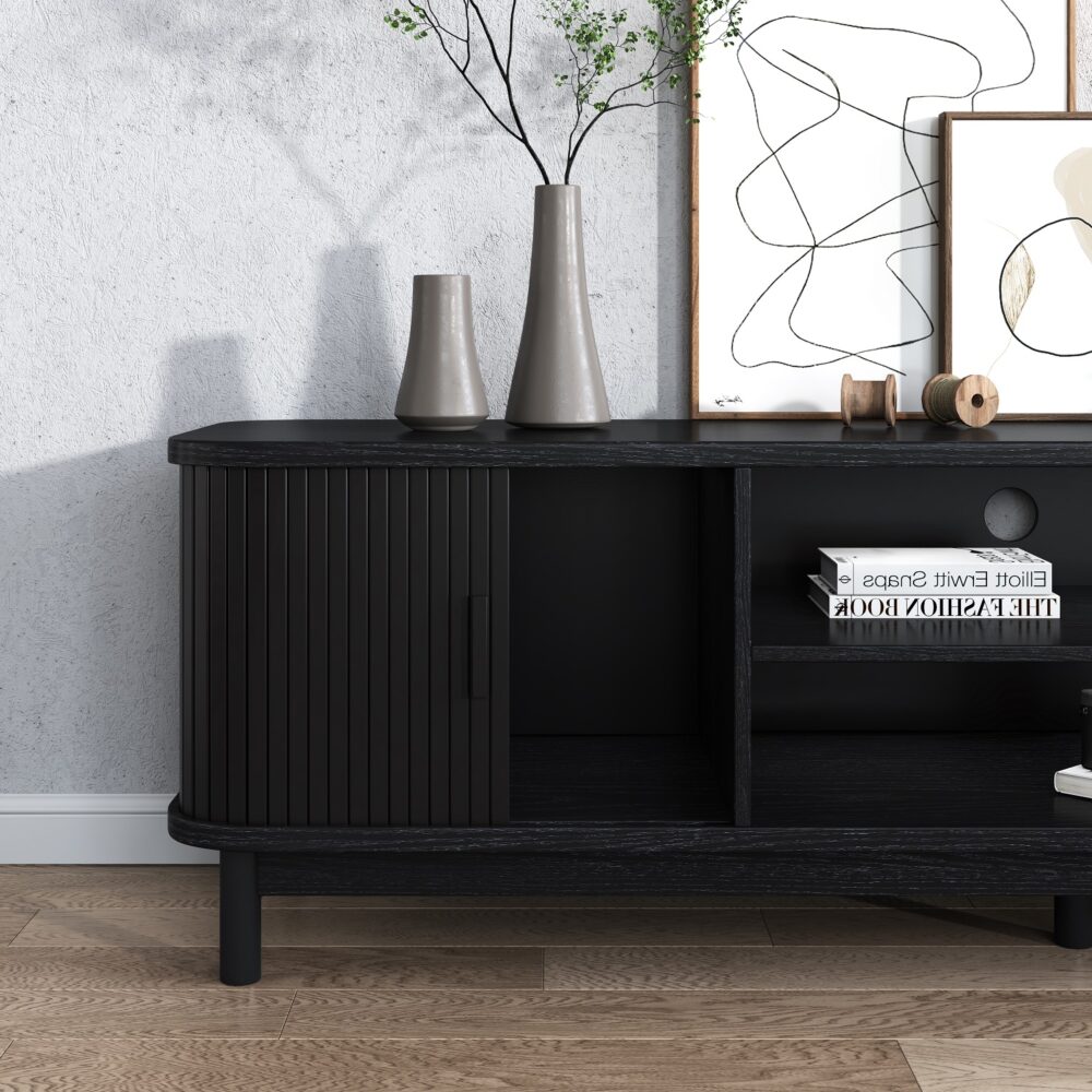 Dusk Ribbed Black Entertainment Unit