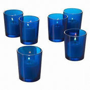 20 Pack Blue Glass Votive Tealight Candle Holders House Party Cenrepiece Xmas Wedding Decor Glass Candlestick Party Decorations Bridal Baby Shower Event