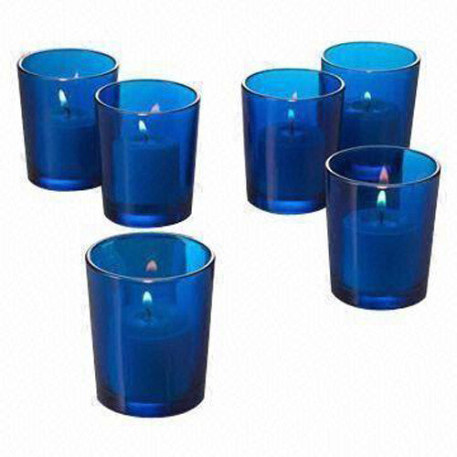 20 Pack Blue Glass Votive Tealight Candle Holders House Party Cenrepiece Xmas Wedding Decor Glass Candlestick Party Decorations Bridal Baby Shower Event