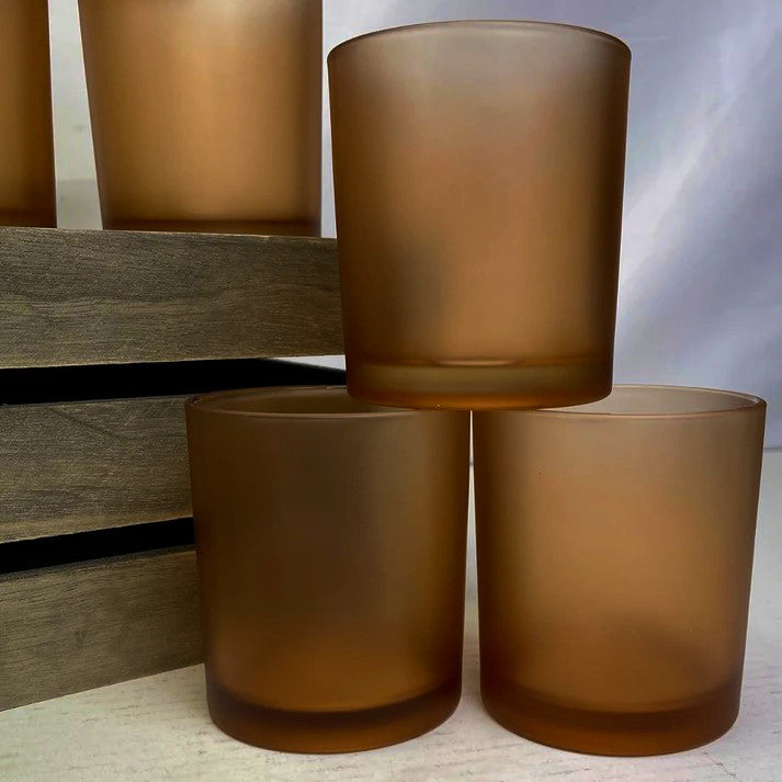10 Pack Brown Frosted Glass Votive Tealight Candle Holders House Party Cenrepiece Xmas Wedding Decor Glass Candlestick Party Decorations Bridal Valentines Event