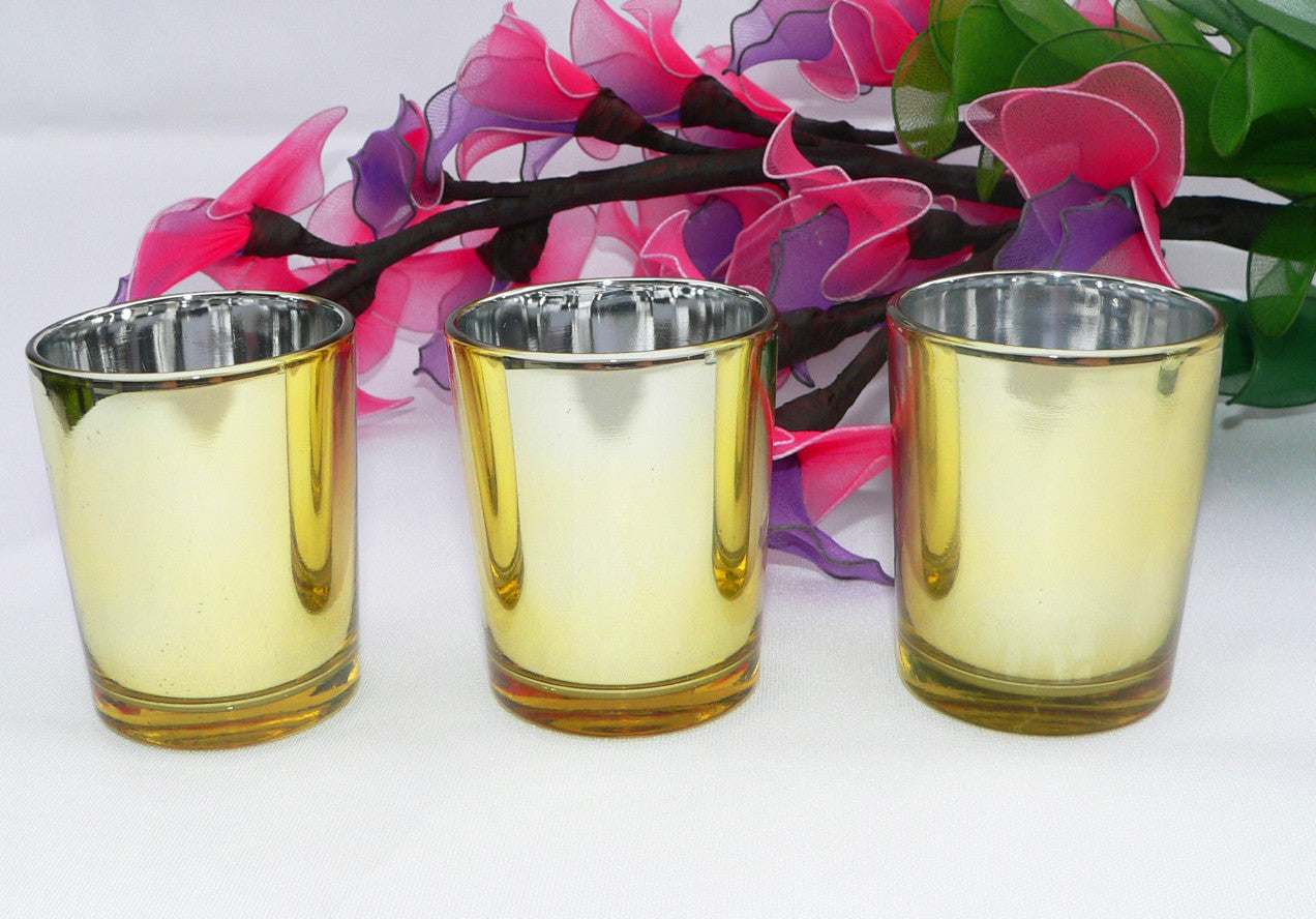 10 Pack Gold Votive Tealight Candle Holders Valentines Day Mercury  Wedding Decor Glass Candlestick Party Decorations Bridal Baby Shower Event