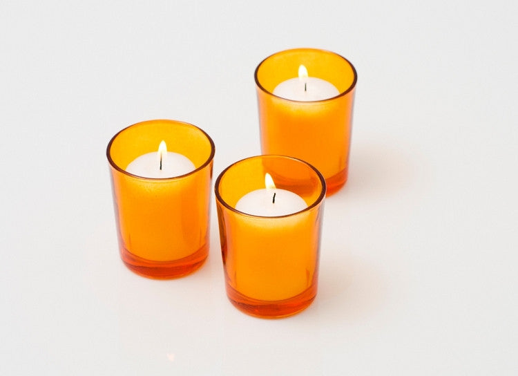 10 Pack Orange Glass Votive Tealight Candle Holders House Party Cenrepiece Xmas Wedding Decor Glass Candlestick Party Decorations Bridal Baby Shower Event