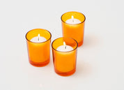 40 Pack Orange Glass Votive Tealight Candle Holders House Party Cenrepiece Xmas Wedding Decor Glass Candlestick Party Decorations Bridal Baby Shower Event