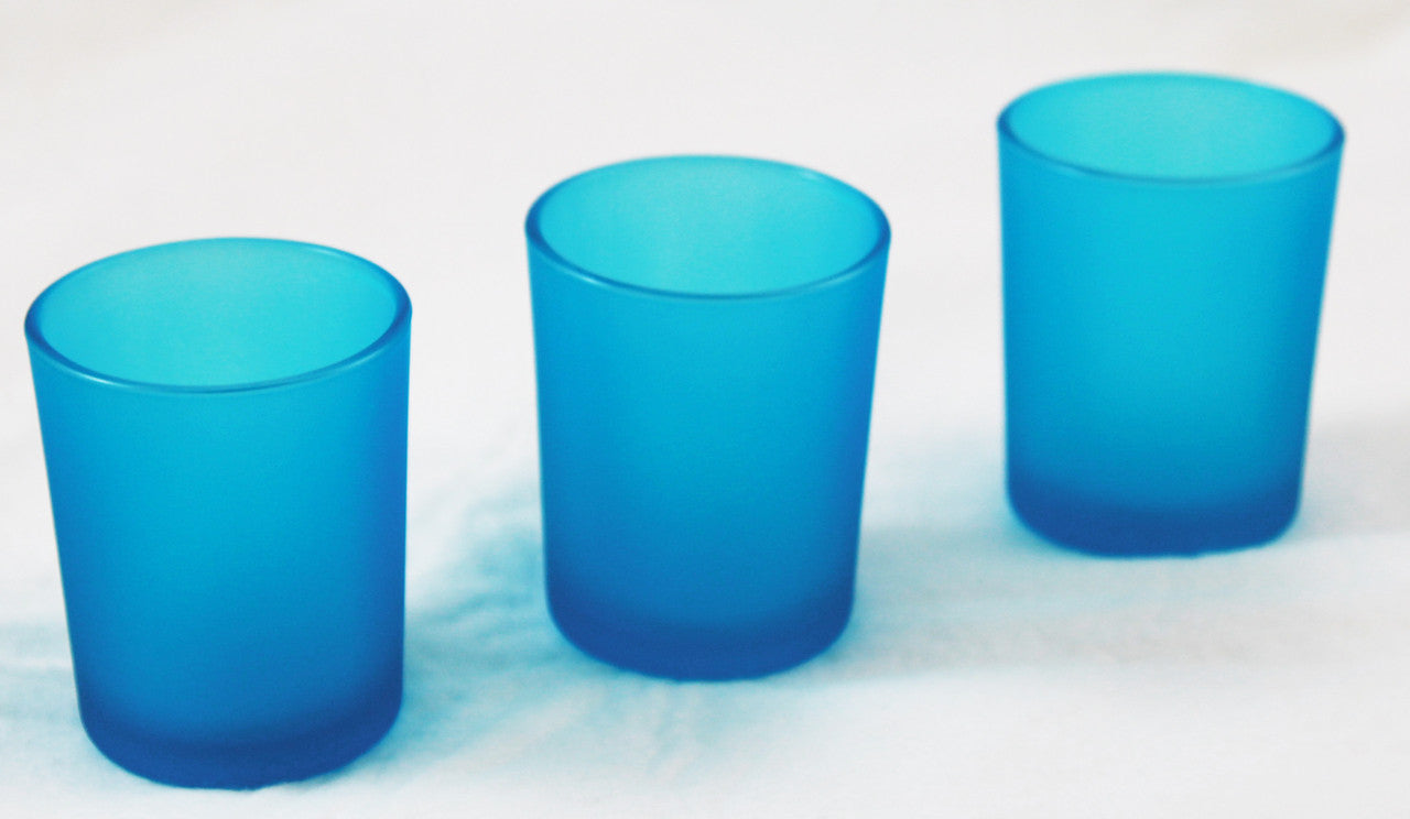 20 Pack Turquoise Frosted Glass Votive Tealight Candle Holders House Party Cenrepiece Xmas Wedding Decor Glass Candlestick Party Decorations Bridal Baby Shower Event