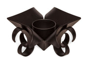 Decorative Black Metal Lotus Tea Light Candle Holders in Set of 2