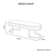 Hilda Bench Chair Air Leather Padded Upholstered Seat Polished Stainless Steel Feet