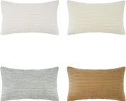 Corduroy Velvet Cushion Covers - Soft Velvet Fabric with Hidden Zipper - Stylish Mix of Beige Shades, 30cm x 50cm (Pack of 4)