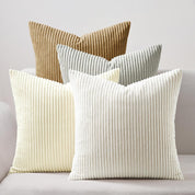 Corduroy Velvet Cushion Covers - Soft Velvet Fabric with Hidden Zipper - Stylish Mix of Beige Shades, 45cm x 45cm (Pack of 4)