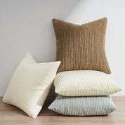 Corduroy Velvet Cushion Covers - Soft Velvet Fabric with Hidden Zipper - Stylish Mix of Beige Shades, 45cm x 45cm (Pack of 4)
