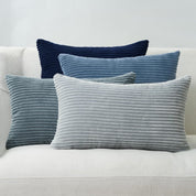 Corduroy Velvet Cushion Covers - Soft Velvet Fabric with Hidden Zipper - Stylish Mix of Blue Shades, 30cm x 50cm (Pack of 4)