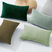 Corduroy Velvet Cushion Covers - Soft Velvet Fabric with Hidden Zipper - Stylish Mix of Green Shades, 30cm x 50cm (Pack of 4)