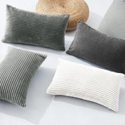 Corduroy Velvet Cushion Covers - Soft Velvet Fabric with Hidden Zipper - Stylish Mix of Grey Shades, 30cm x 50cm (Pack of 4)