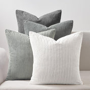 Corduroy Velvet Cushion Covers - Soft Velvet Fabric with Hidden Zipper - Stylish Mix of Grey Shades, 45cm x 45cm (Pack of 4)