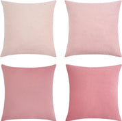 Velvet Cushion Covers - Ultra Soft Microfibre Velvet with Hidden Zipper - Gradient Pink, 45cm*45cm (Pack of 4)