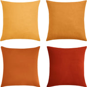 Velvet Cushion Covers - Ultra Soft Microfibre Velvet with Hidden Zipper - Gradient Yellow, 45cm*45cm (Pack of 4)