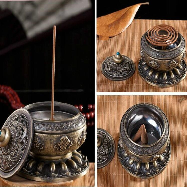 Medium Eight Treasure Incense Burner Decoration - Perfect for Home - Gold